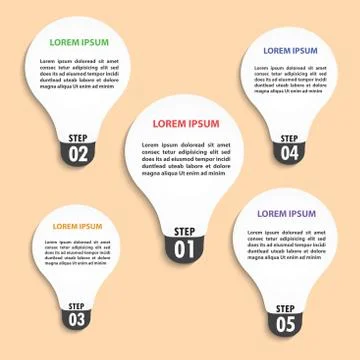 Flat style light bulb infographic template Stock Illustration