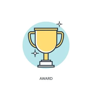 Flat style lined trophy icon. Reward. Ilustração Stock