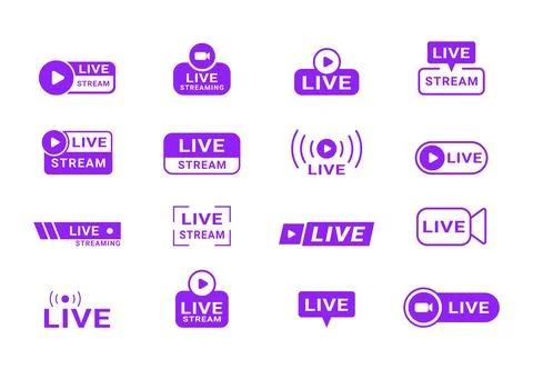 Flat Style Live Streaming Button Vector Design 스톡 일러스트