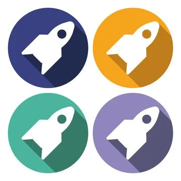Flat style with long shadows, rocket vector icon illustration conceptual of s Stock Illustration