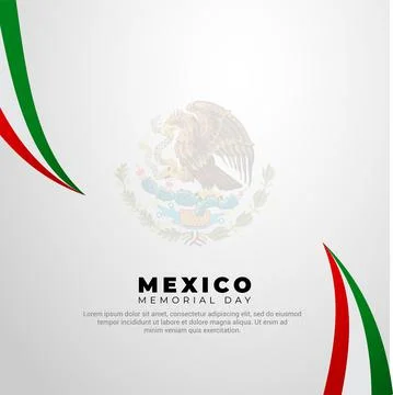 Flat style Mexico memorial day design with realistic Mexico Flag. Mexico Inde Stock Illustration