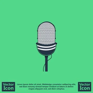 Flat style microphone icon Illustrazione stock
