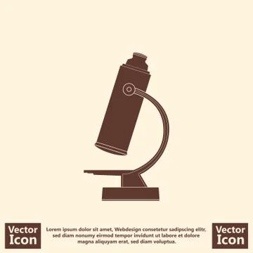 Flat style microscope icon Stock Illustration