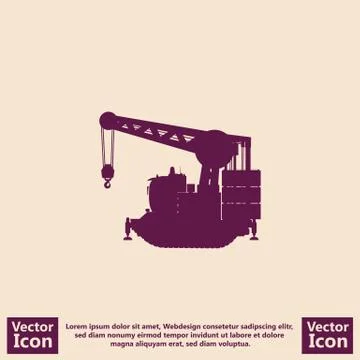 Flat style mobile crane icon 스톡 일러스트