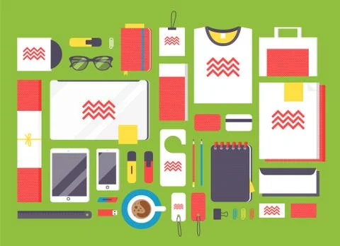 Flat style mockup design templateign 스톡 일러스트