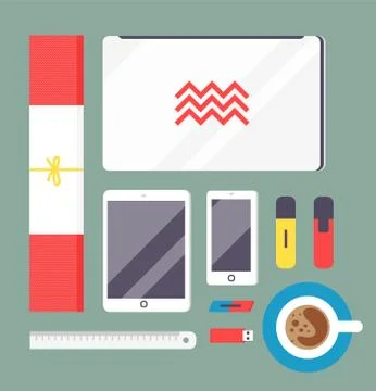 Flat style mockup design templateign 스톡 일러스트