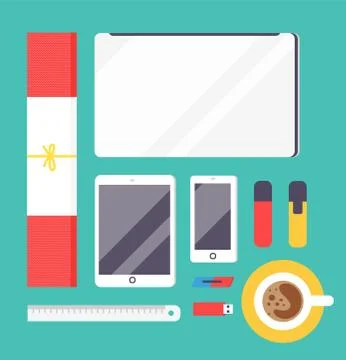 Flat style mockup design templateign 스톡 일러스트