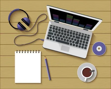 Flat Style Modern Design of Office Workplace Stock Illustration
