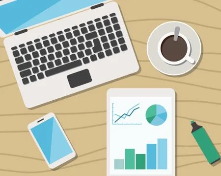 Flat Style Modern Design of Office Workplace Stock Illustration