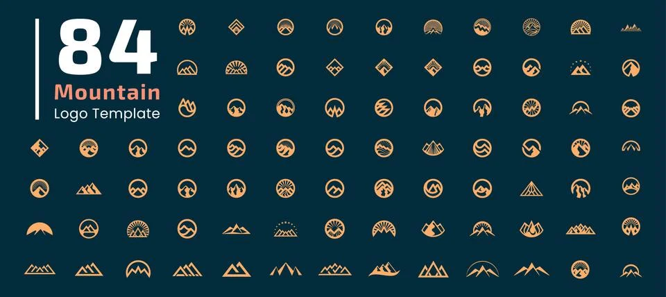 Flat style mountain logo design template Stock Illustration