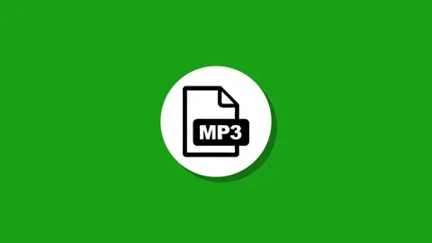 Flat style mp3 audio file icon animation on green background with white cir.. Stock Footage 329272818