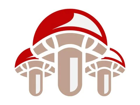 Flat Style Mushroom Icon Vector for Culinary, Organic, and Botanical Design.. Stock Illustration
