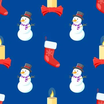 Flat style new year seamless pattern. Illustrazione stock