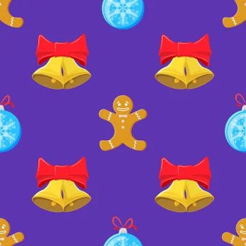 Flat style new year seamless pattern. Stock-Illustration