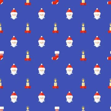 Flat style new year seamless pattern. Stock Illustration
