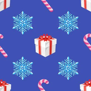 Flat style new year seamless pattern. Stock Illustration