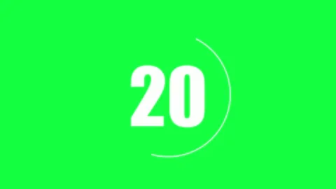 Flat style number countdown from 20 to 0 on bright green screen background Stock Footage 313889519
