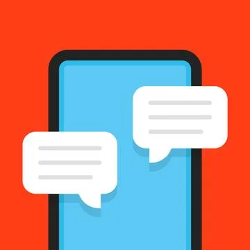 Flat style online chat with frameless phone Stock Illustration