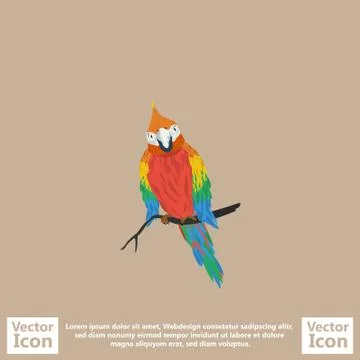 Flat style parrot icon Illustrazione stock