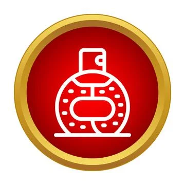Flat style perfume bottle icon in red circle Stock Illustration