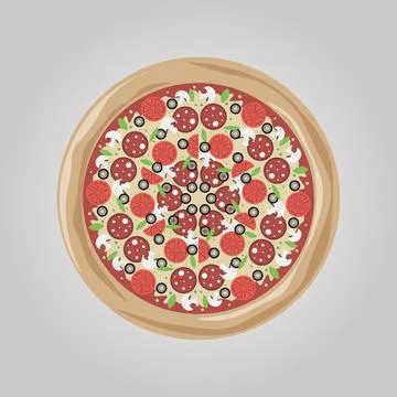 Flat style pizza with ingredients. vector illustration Stock Illustration