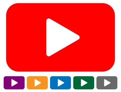 Flat style play button play icon in 6 color Illustrazione stock