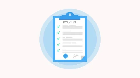 Flat Style Policy Document Animation | Corporate Rules and Regulations Stock Footage 307341083