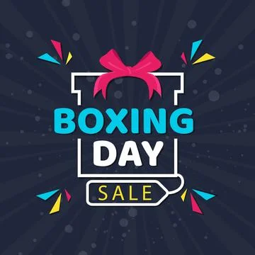 Flat style poster design with Boxing Day Sale text on creative gift box dec.. 스톡 일러스트