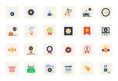 Flat Style Premium Vector Icons with 24 64x64 PIXEL Perfect Designs Stock Illustration