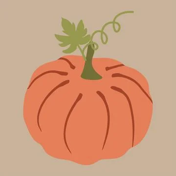 Flat style pumpkin Vegetable with Green Leaf, isolated vector illustration. A Stock Illustration