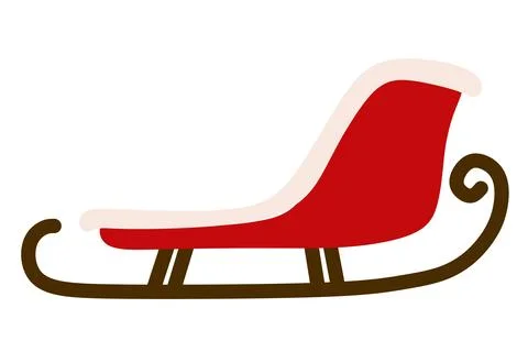 Flat style red and white colored Santa sleigh, Christmas element, greeting .. Stock Illustration