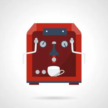 Flat style red coffee machine vector icon Stockillustratie