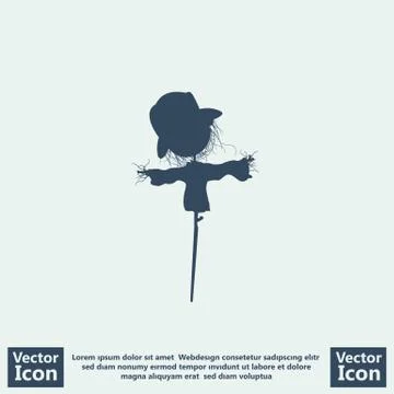Flat style scarecrow  icon Illustrazione stock