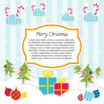 Flat Style Scrapbooking Vector Christmas Background or Card Illustrazione stock