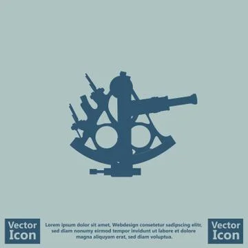 Flat style sextant icon 스톡 일러스트