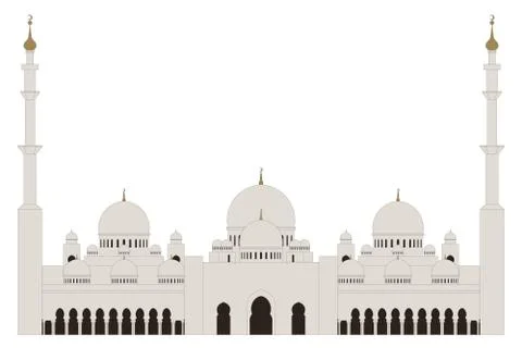 Flat style Sheikh Zayed Grand Mosque on white background 스톡 일러스트