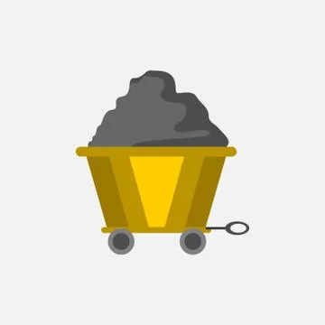 Flat Style Single Yellow Mining Transport Train Vector Illustration Graphic Stock Illustration