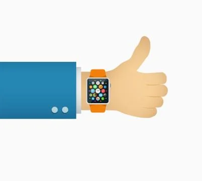 Flat style smart watch on hand Illustrazione stock