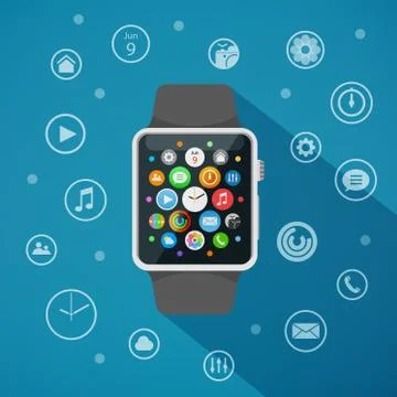 Flat style smart watch Illustrazione stock