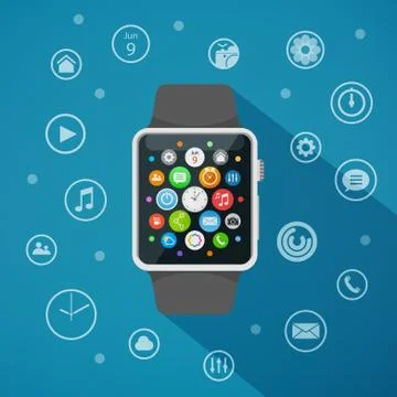 Flat style smart watch Stock Illustration