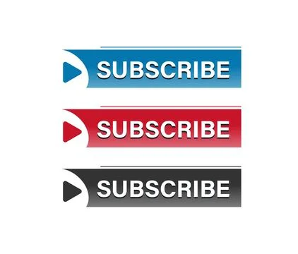 Flat style subscribe button set for video channels Stock Illustration