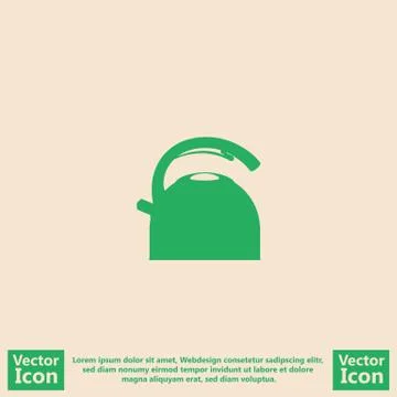 Flat style tea kettle icon Stock Illustration