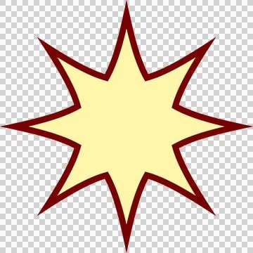 Flat-style ten-point starburst is bursting on transparent background with yellow Stock Illustration
