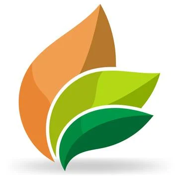 Flat style three leaf logo Stock Illustration