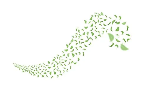 Flat-style vector flying leaves on a white background Stock Illustration