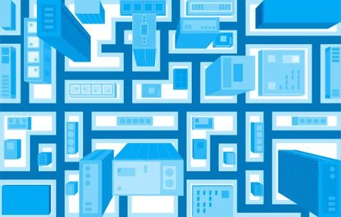 Flat style vector illustration of aerial birds eye Stock Illustration