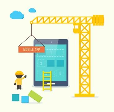 Flat style vector illustration concept of mobile app developement 스톡 일러스트