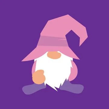 Flat style vector illustration of cute gnome cartoon Stock Illustration