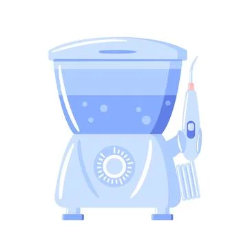 A flat-style vector illustration of a dental irrigator, featuring sleek device Stock Illustration
