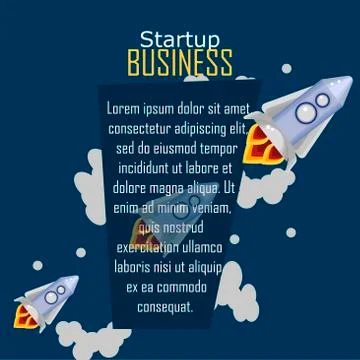 Flat style, vector illustration with flying rocket, space travel to the moo.. Stock Illustration